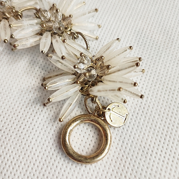 Talbots Matte Brass Tone Fireworks Firecracker Spikey Lucite Snowflake Bracelet - Picture 4 of 10